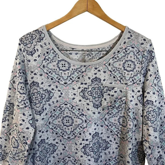 Croft & Barrow Nightgown Size XL Front Pocket Kaleidoscope Pattern 3/4 Sleeve - Picture 3 of 7